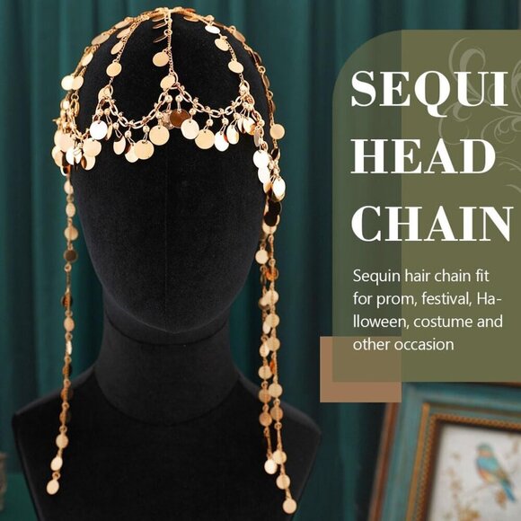 Sequin Head Chain Gold Headpiece Festival Costume Accessory for Women main image 7